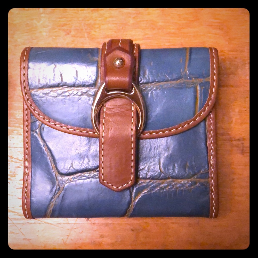 Dooney & Bourke denim and honey colored wallet
